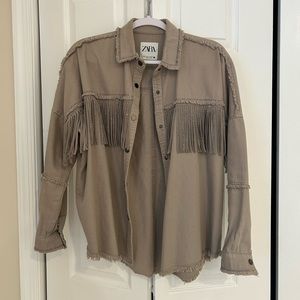 Zara Green Fringe Jacket